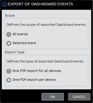 Export Dashboard Events