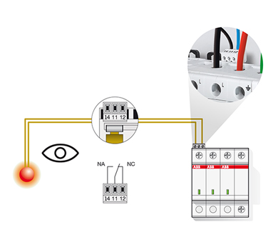 อุปกรณ์ป้องกันไฟกระชาก ABB (SPD) ป้องกันแรงดันเกินจากฟ้าผ่า ช่วยปกป้องเครื่องใช้ไฟฟ้าและอุปกรณ์อิเล็กทรอนิกส์ในบ้าน Remote Indication (TS)